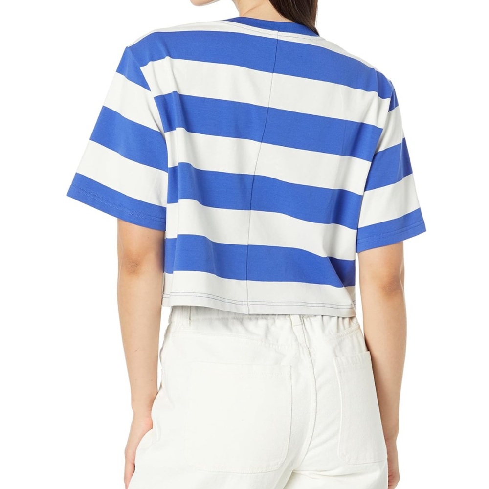 The Drop Sydney Blue White Striped Crop Top Size L - Picture 2 of 4